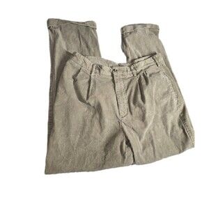 Geoffrey Beene Trouser Pants Mens 36x30 Brown Khaki Corduroy Chino Pleated Cuff